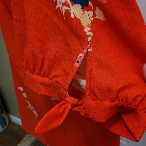 New Modcloth Blouse Red Floral Rockabilly Retro Summer Top Size 3X  3XL - Picture 4 of 8